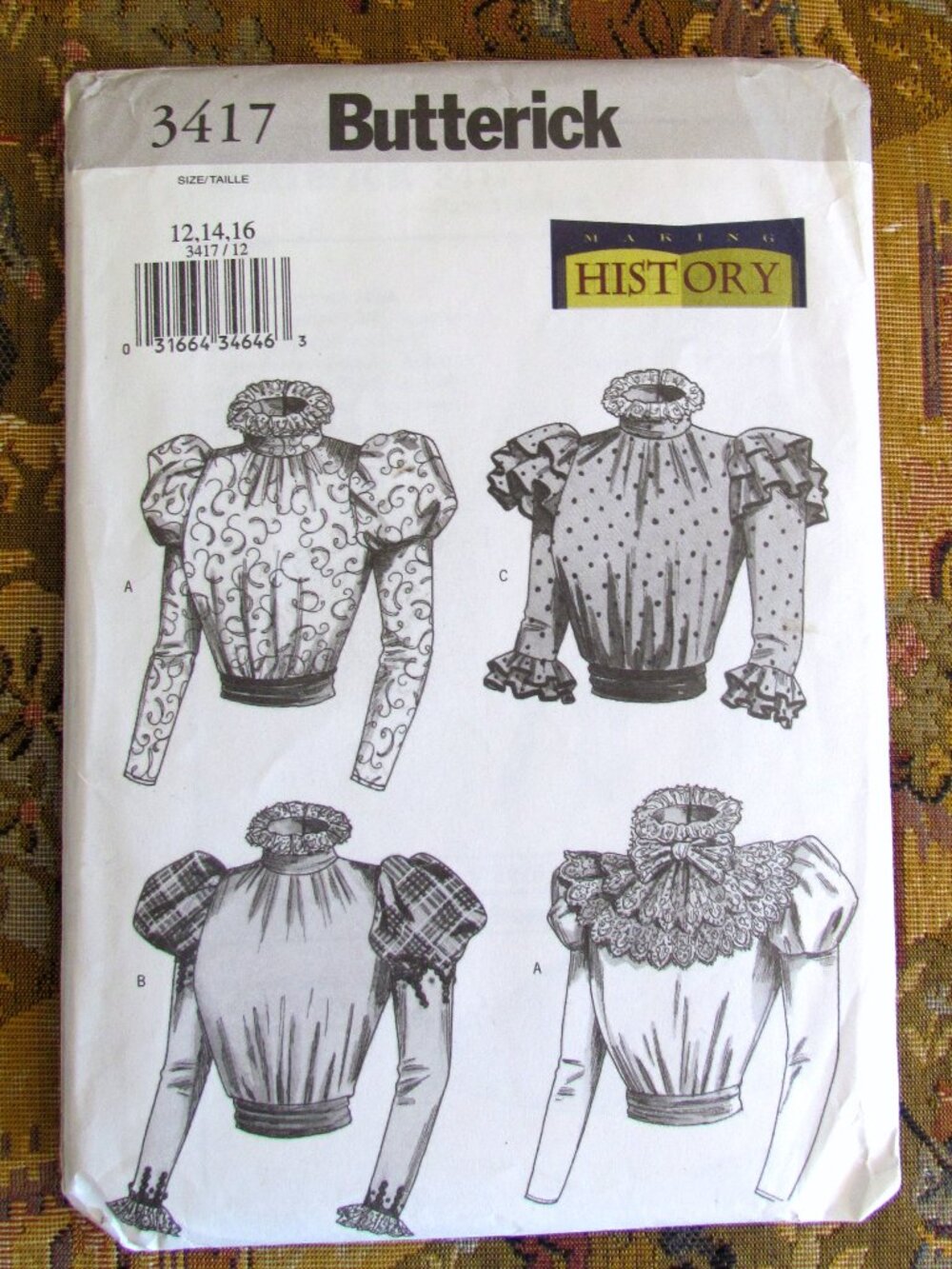 VICTORIAN EDWARDIAN HISTORY PATTERN, BLOUSES GIBSON GIRL STYLE, BUTTERICK 3417